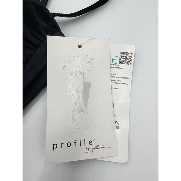 NWT Profile By Gottex Black Ruffled V-Neck One Piece Swim Suit Size 6 - Picture 8 of 12